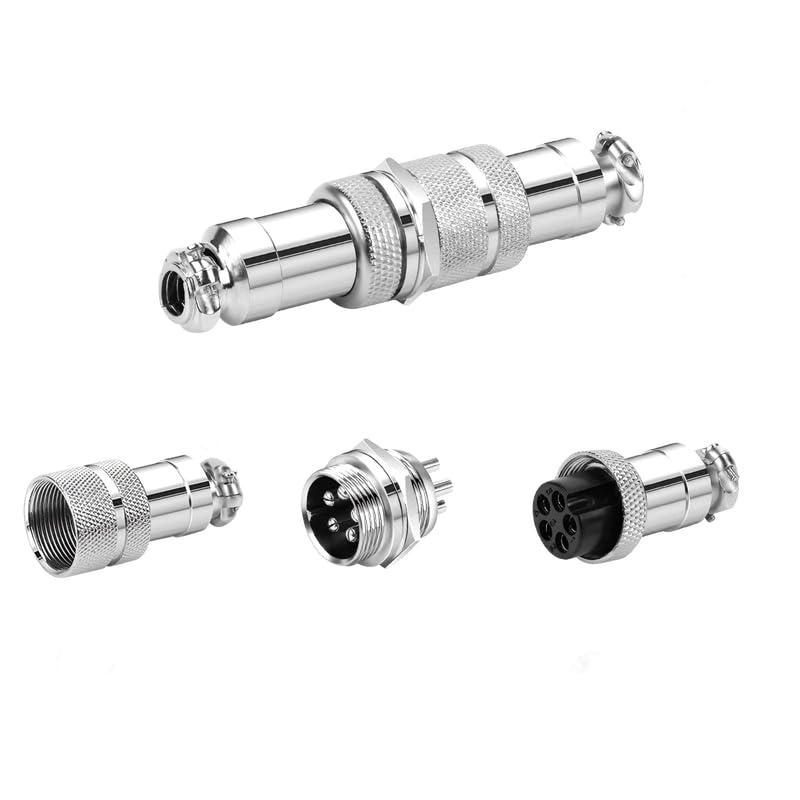 CHALITECK 5Set GX16 5pin Male+Female Combination Aviation Plug Socket Connector,Panel Mounted Metal Circular Adapter Thread Locking,5A/125V,16mm,Welded,for Electrical and Electronic Connections - Image 2